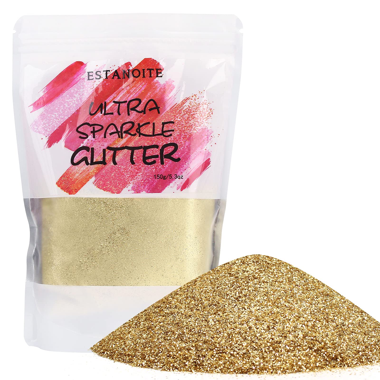Metallic Fine Glitter Powder 150g, Resin Sequins, Holographic Polyester for Slime, Tumblers, Painting Arts, Cosmetic Body Face Makeup, Nail Arts (Honey Gold)