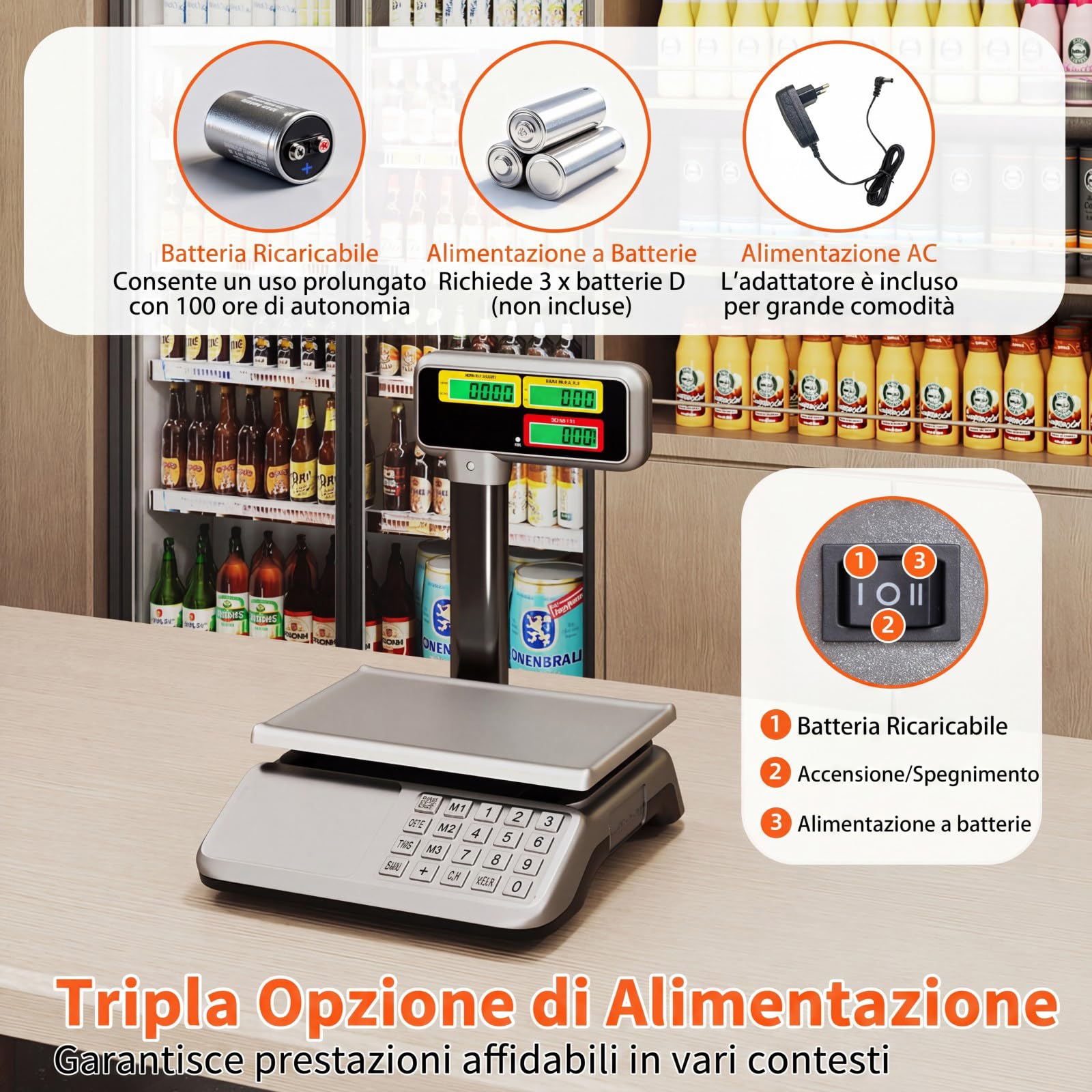COSTWAY Bilancia Elettronica Professionale con Schermo LCD Retroilluminato | Bilancia da Banco Digitale con Unità Convertibili, Piedini Regolabili, per Mercato, Negozio e Macelleria, 43 x 33 x 41,5 cm