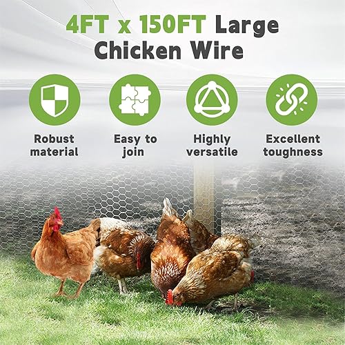 Miniatura 3 de Malla de alambre de pollo Malla de alambre galvanizada hexagonal para jardín de aves de corral que cerca la barrera 4FTx150FT