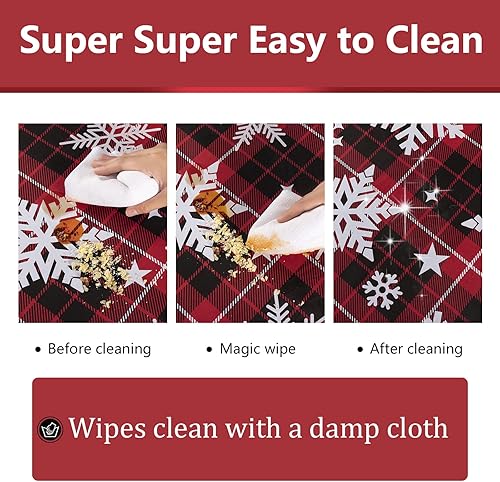 Miniatura 2 de UMINEUX Mantel de Navidad con reverso de franela, mantel de vinilo impermeable y lavable para fiestas de Navidad, bodas, vacaciones, decoración -