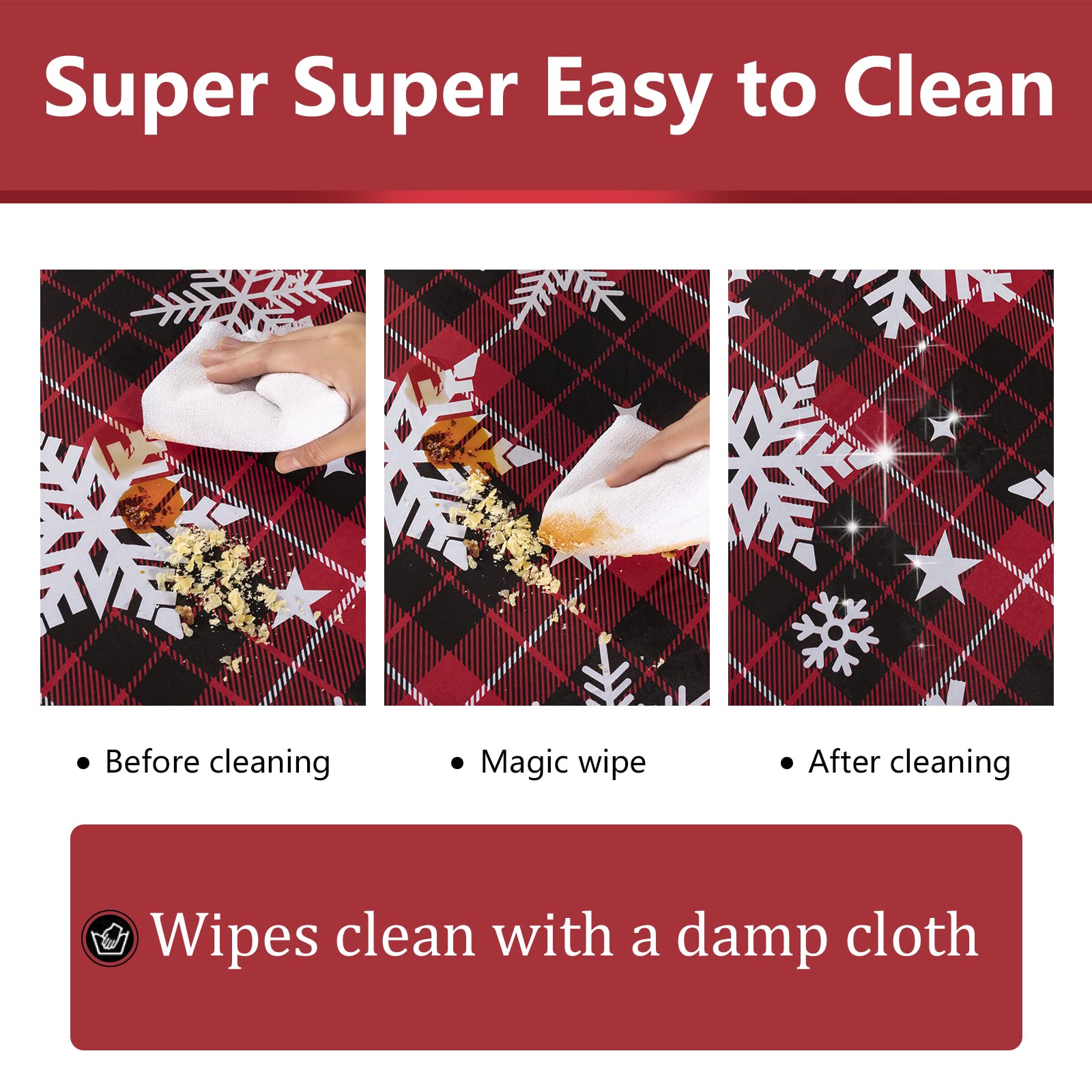 UMINEUX Christmas Tablecloth with Flannel Backing, Waterproof Wipeable Vinyl Rectangle Table Cover for Xmas Parties/Wedding/Holiday/Decoration Use - Heavy Duty Table Cover(60x84 Inch, Snowflake)