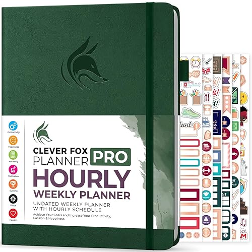 Clever Fox Planner PRO Schedule – Undated Weekly &amp; Monthly Life Planner with Time Slots, Appointment Book &amp; Daily Organizer, A4 (Forest Green)