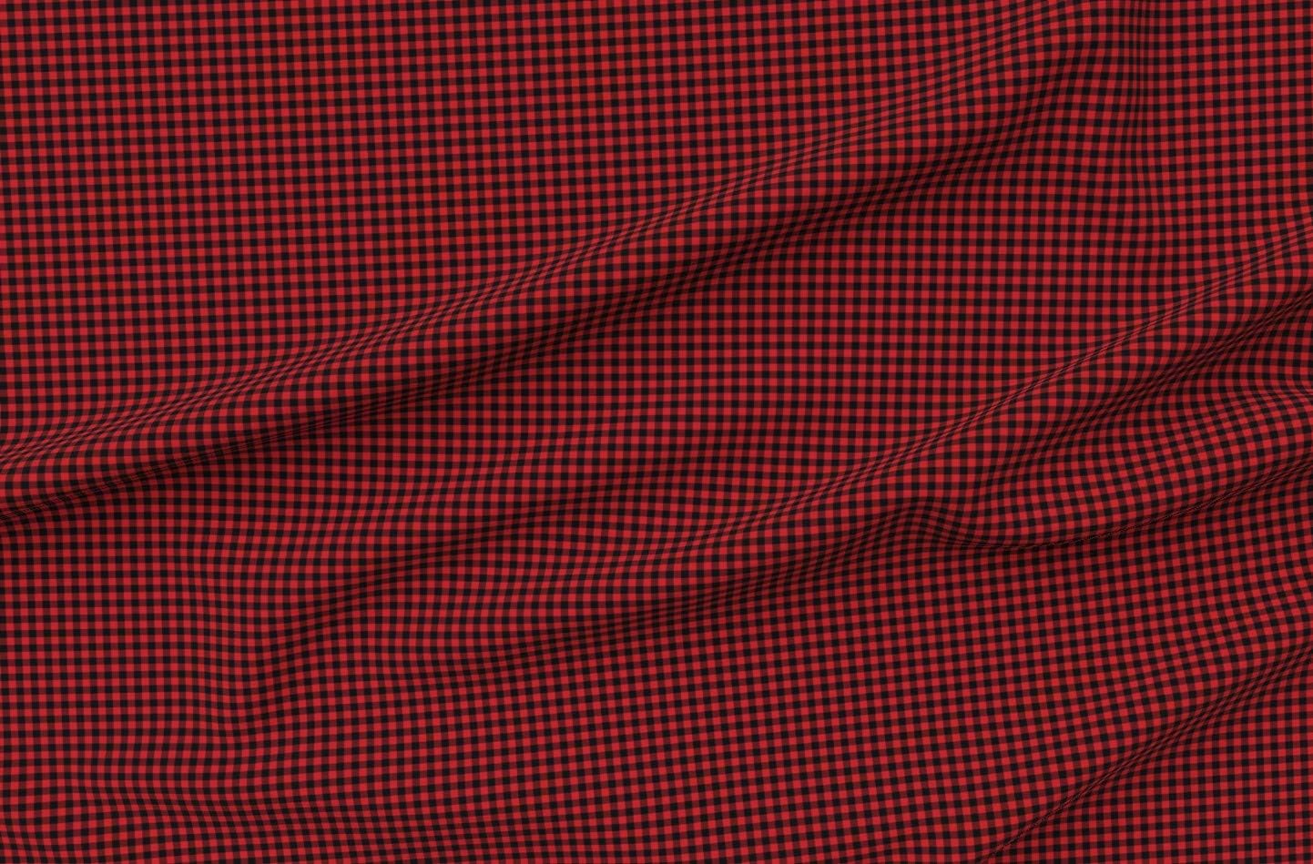 Spoonflower Fabric Red & Black Plaid Squares Winter Woodland Printed