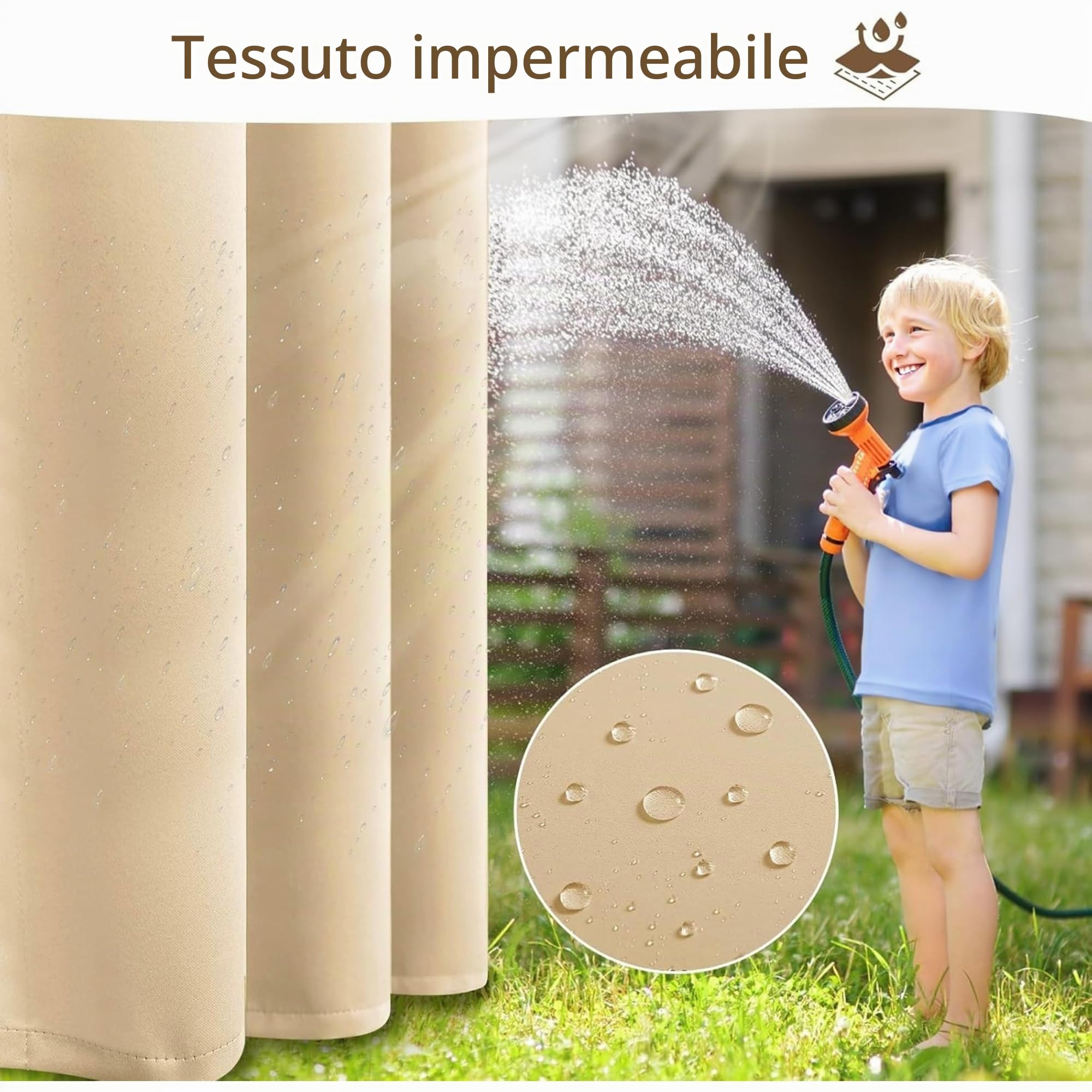 X2 Tenda Esterno Impermeabile Terrazza Beige. Tenda Gazebo Da Esterno Per Pergolati, Portici E Terrazze Con Un Design Elegante E Resistente, Perfette Per Proteggere Il Tuo Spazio All’Aperto. (2)