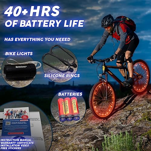 Miniatura 10 de Activ Life Luces LED para rueda de bicicleta con baterías incluidas Obtén 100 más brillante y visible desde todos los ángulos para una máxima
