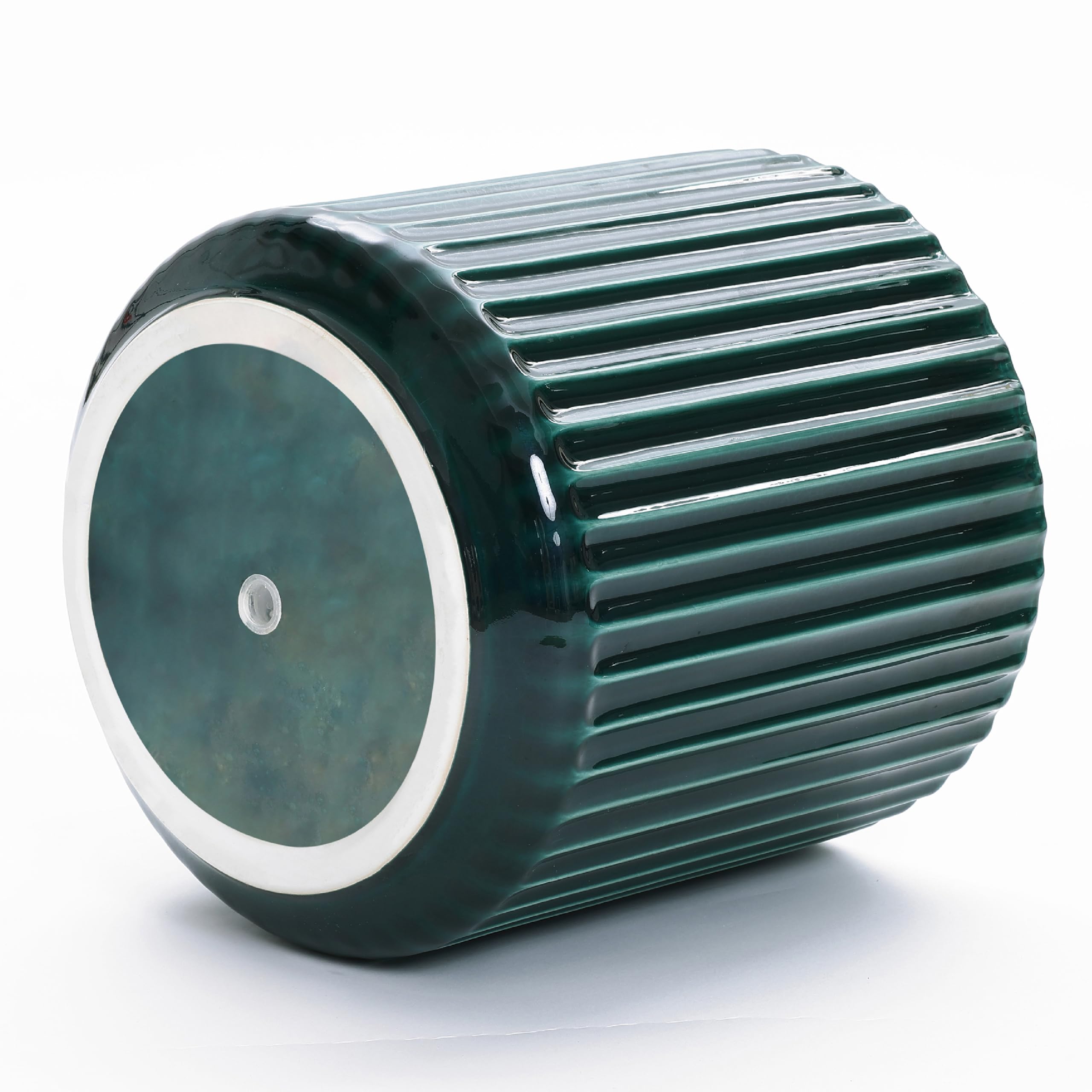 Keramik Blumentopf Groß, Ø30 Round Übertöpfe mit Drainage Dunkelgrün