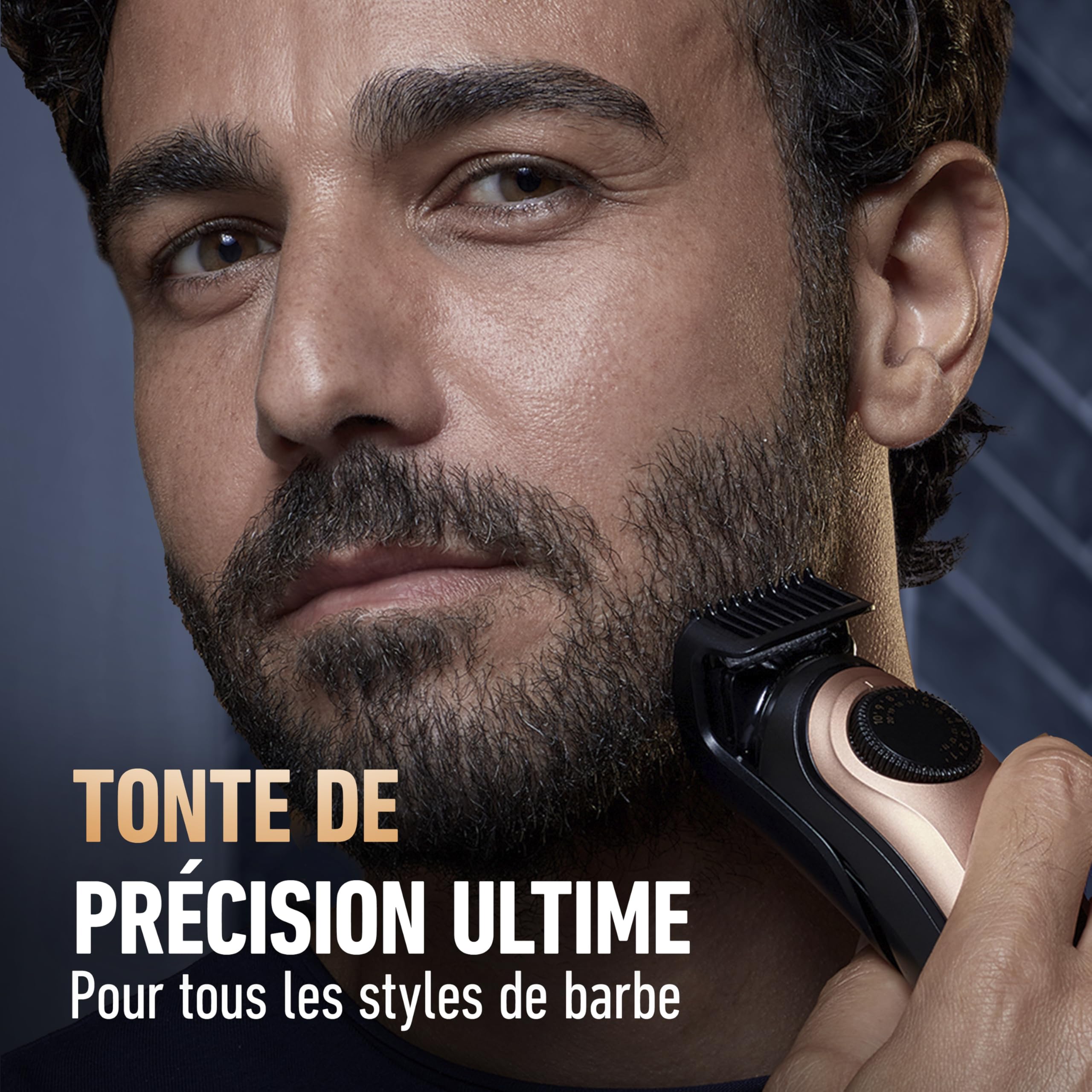 King C. Gillette Tondeuse Barbe Homme Pro, Electrique, Multicolore | Etanche, sans Fil, Lames Affutées et Inusables, 40 Réglages, Coffret avec 4 Sabots Interchangeables