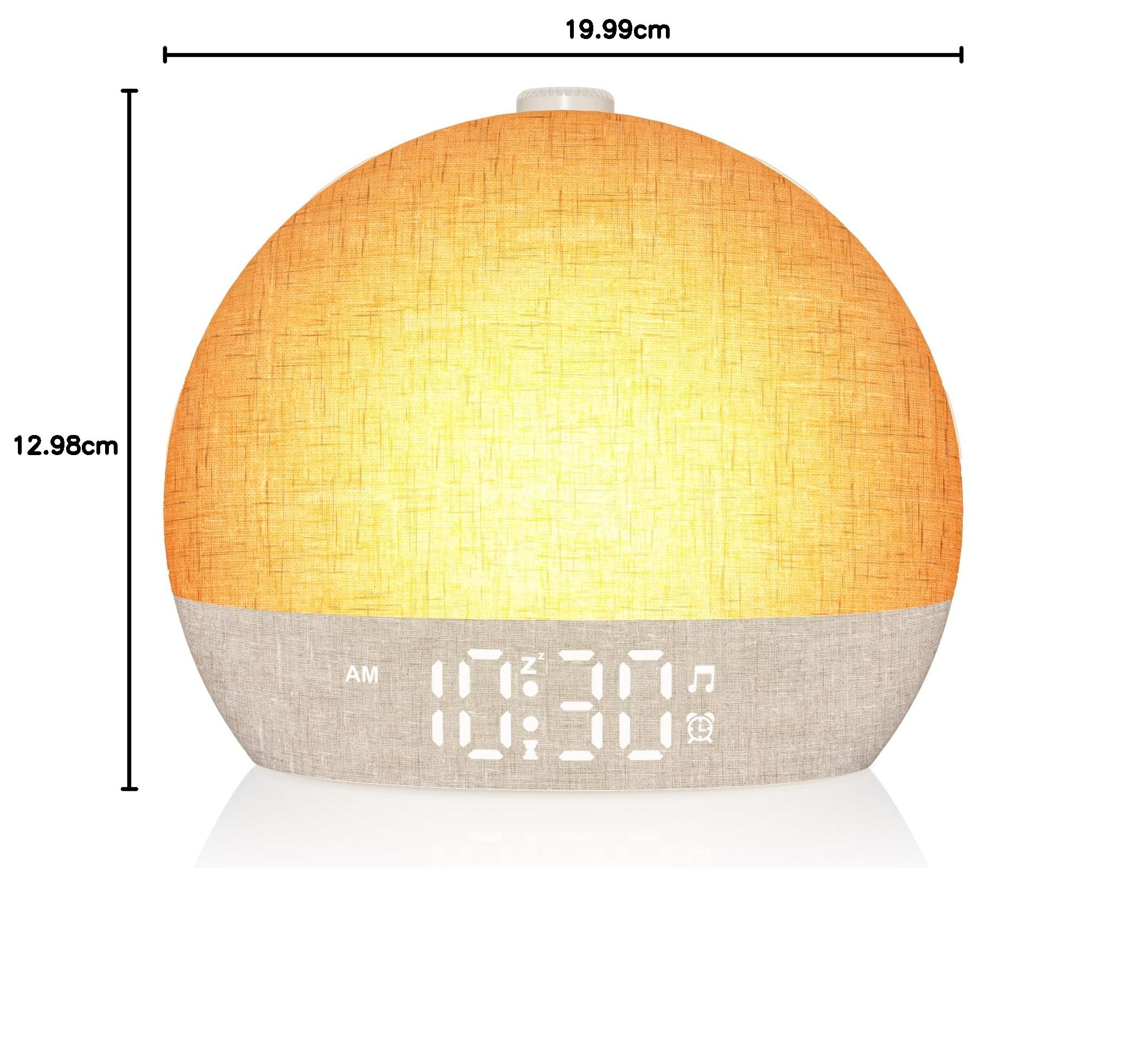 Wake Up Light Sonnenaufgangswecker, weißes Rauschen Soundmaschine mit 30 beruhigenden Geräuschen, dimmbare Nachtlichter, Einschlafhilfe, Schlummerfunktion, Timer, lauter Wecker für schwere Schläfer