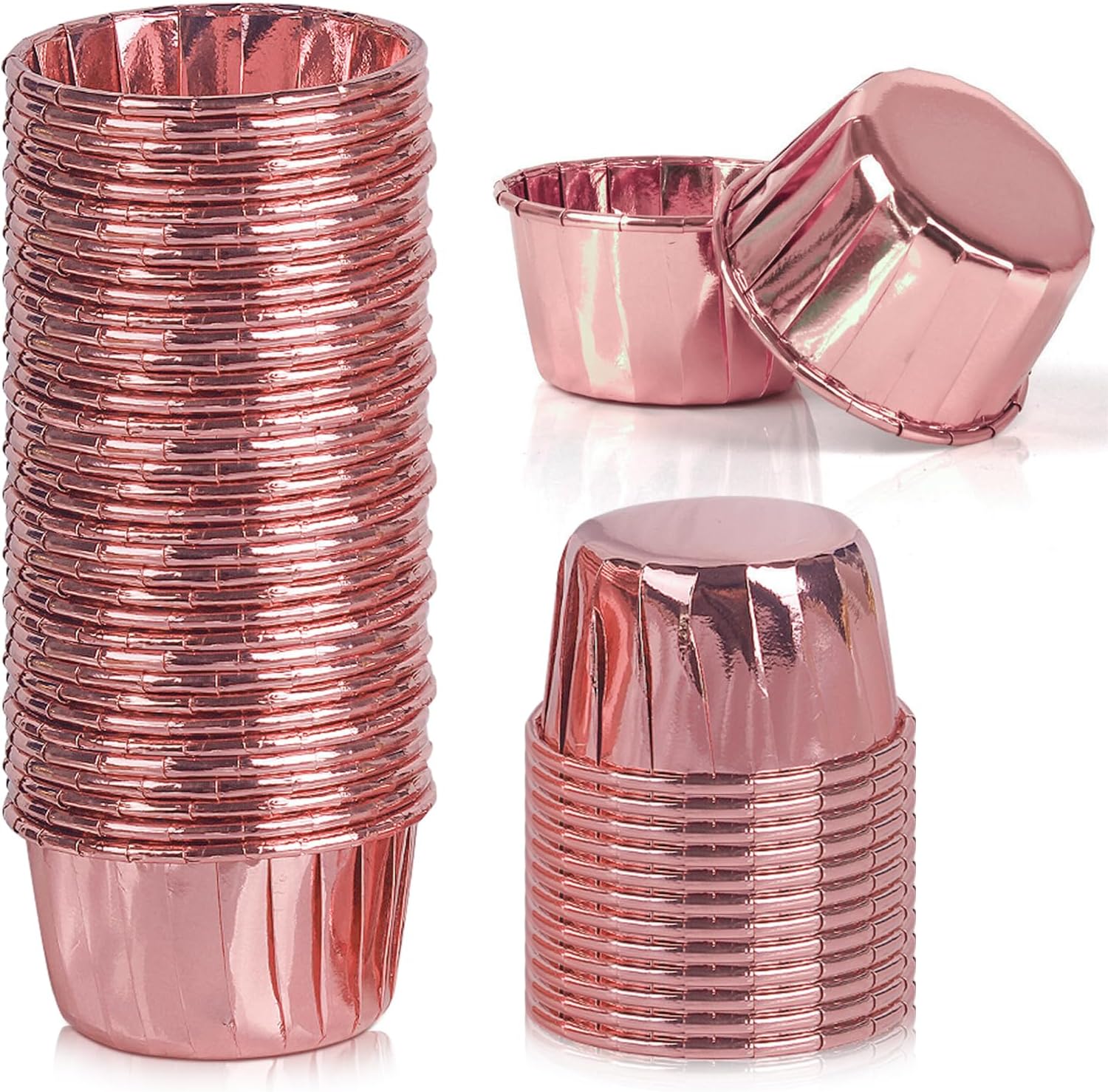 Mini Paper Cupcake Cases, 50 PCS Foil Metallic Cake Cups Foil Mini Baking Cups Paper Wrappers