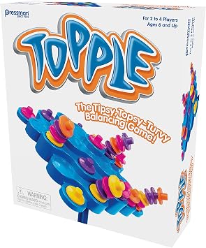 Pressman Original Topple Board Game | Classic & Fun Balancing Game for Kids & Family | Promotes STEM Skills | Great Gift Idea | 2-4 Players, Ages 6+