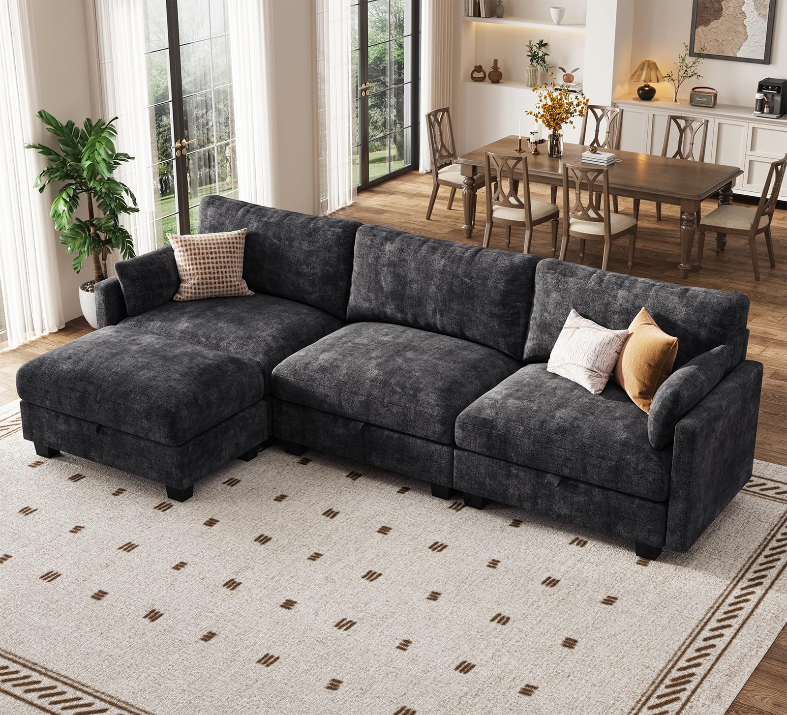 Modular Sectional Sofa, 101" L Shaped Couch with Storage