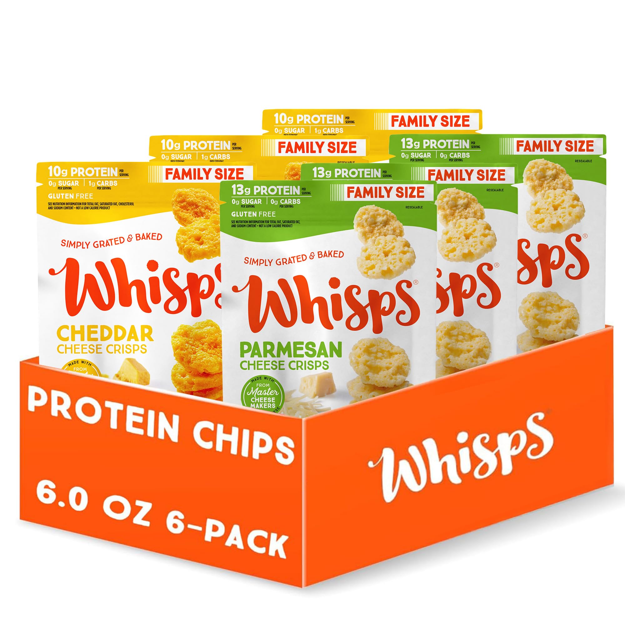 Whisps Chips de Queijo Parmesão e Cheddar 6 oz, pacote com 6