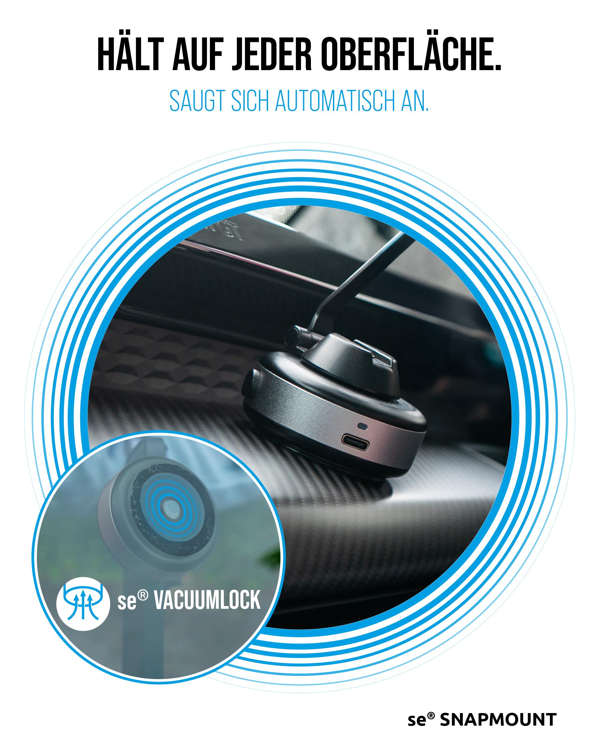 SE SNAPMOUNT - Soporte magnético para teléfono móvil para coche, hogar y oficina, compatible con MagSafe, incluye anillo de metal, con vacío electrónico, giratorio 360°, sin pegamento, para iPhone y