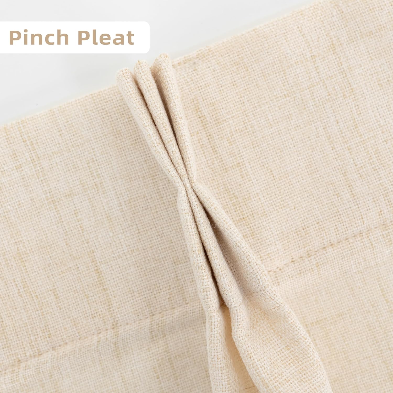 DriftAway Pinch Pleat Valance for Kitchen Window Linen Textured Solid Beige Valance 108 Inch Wide for Living Room Farmhouse Room Darkening Linen Curtain Valance Window Treatment Back Tab 108x16 Beige