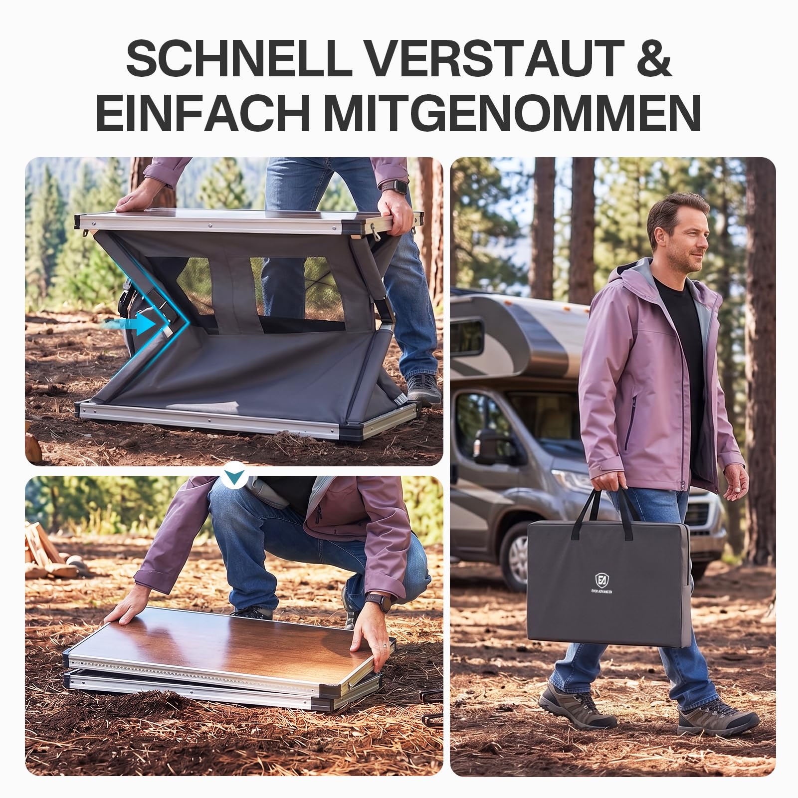 EVER ADVANCED XXL Campingküche Outdoor Faltbar mit Windschutz Campingschrank Klappbar Vorzelt mit Aluminiumgestell & Tragetasche Camping Regal Campingmöbel Küchenbox