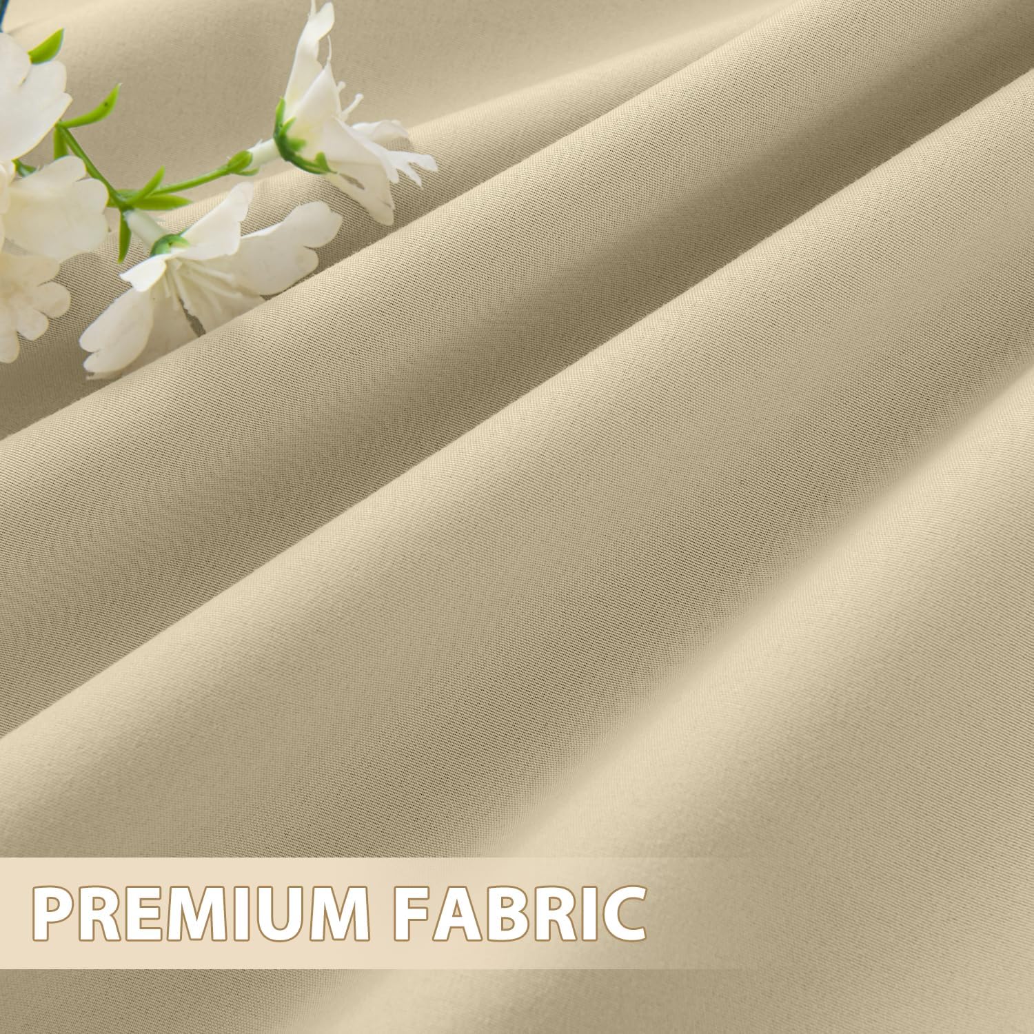 HDCAXKJ Waterproof Outdoor Curtains for Patio with Zipper Top & Bottom Grommet Thermal Privacy Drapes 2 Panels Gazebo Outside Blackout Curtains for Porch Pergola Backyard, 54" W x 84" L, Cream