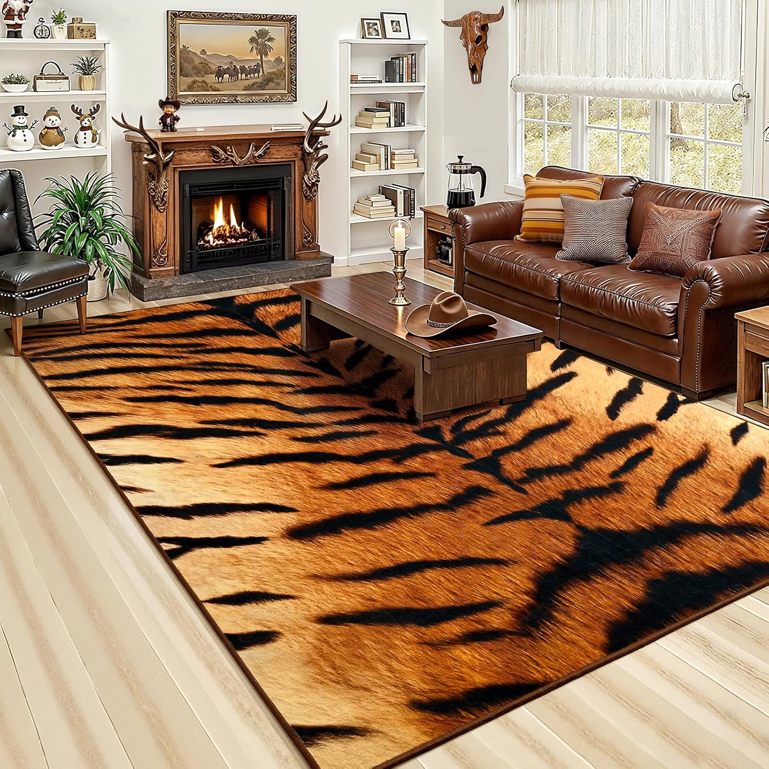 AROGAN Premium Zebra Rug for Bedroom 4×6 Feet, Machine Washable Animal Print Hide Area Rug, Large Non-Slip Faux Fur Zebra Skin Rugs Carpet for Office Living Room Dinner Room Home Decor