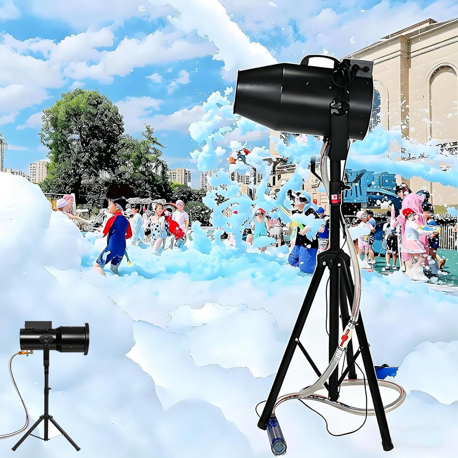 Ljlxanthiper Multicolor Foam Machine For Party,Stage Large Foam Machine,1000W Party Shaking Head Jet Bubble Machine,Romantic Foam Maker,With A Tripod Stand,For Outdoor Parties Water Park Pool Party