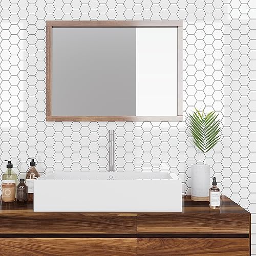 Miniatura 9 de VEELIKE Azulejos hexagonales blancos para salpicaduras de pared, 6 hojas para pegar en el protector contra salpicaduras para cocina, azulejos de