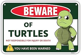 Turtle Sign Decor - 8 x 12 Inches - Aluminum - Turtle Gifts for Turtle Lovers Women - Pet Turtle Tank Aquarium Accessories Habitat Decorations Stuff