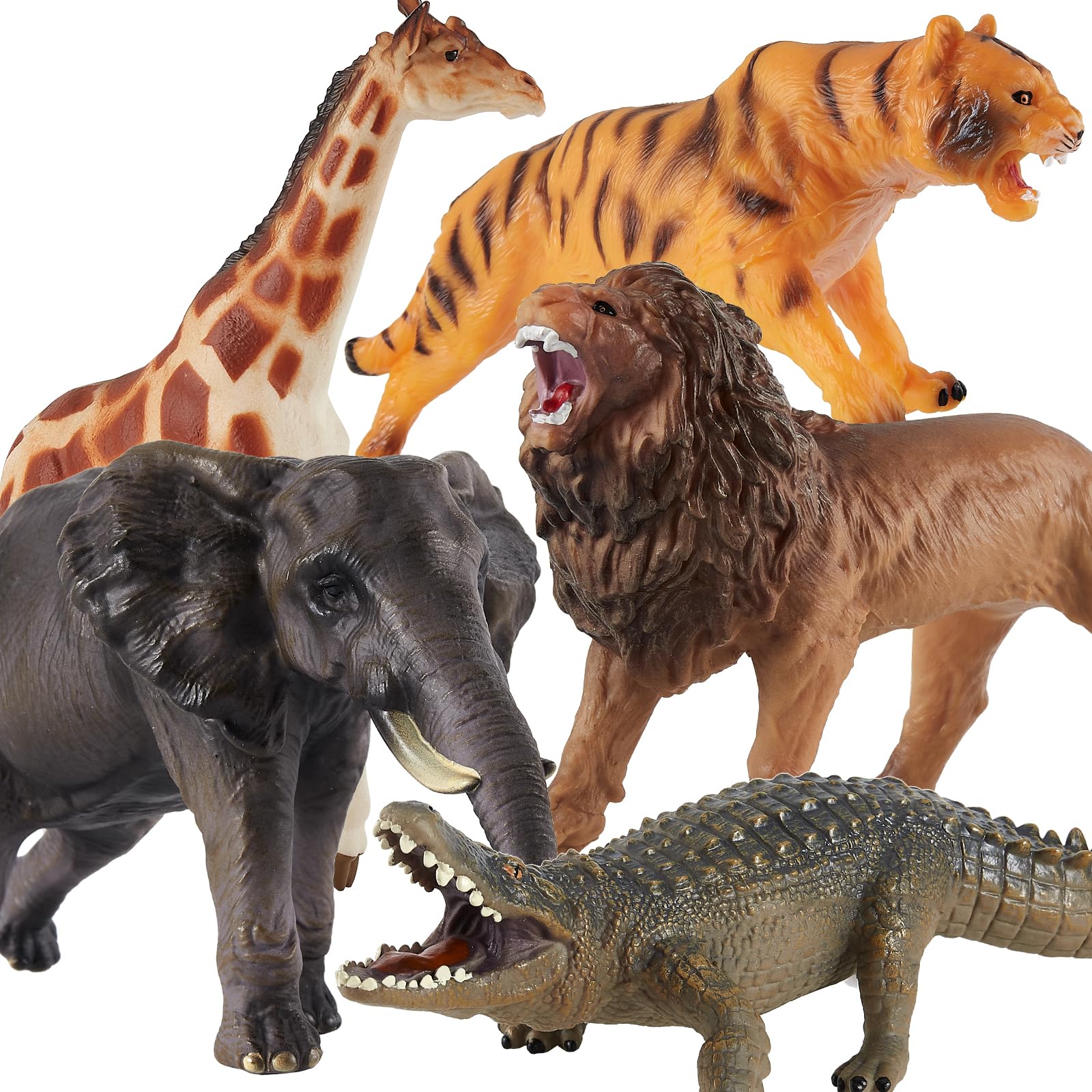 LINFUN KIDS Large Safari Animals Figurines Zoo Toys for Toddlers Gifts 3+