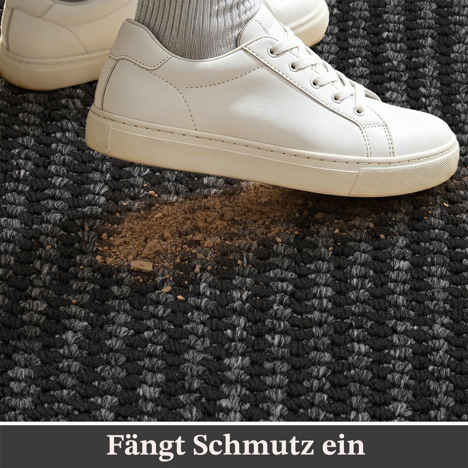 Enyhom Läufer Flur 80 x 300cm Langer rutschfest, Teppich Läufer Waschbar Küchenteppich Modern Teppich für Küche Eingang Waschküche, Schwarz+Grau