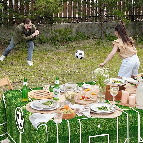 Miniatura 4 de WNINK Paquete de 2 manteles de plástico desechables para mesa de fútbol, suministros de fiesta de fútbol, suministros de plástico con temática de