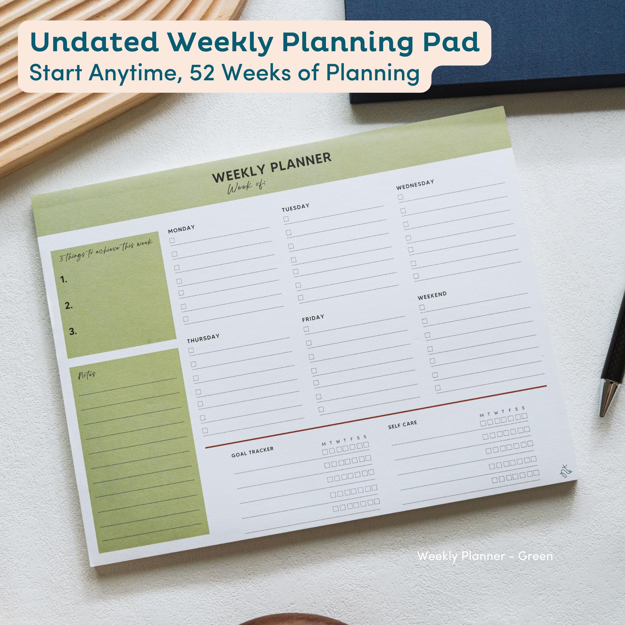 Snapklik.com : Weekly Planner Pad Tear Off - 52 Undated Weekly Planner ...