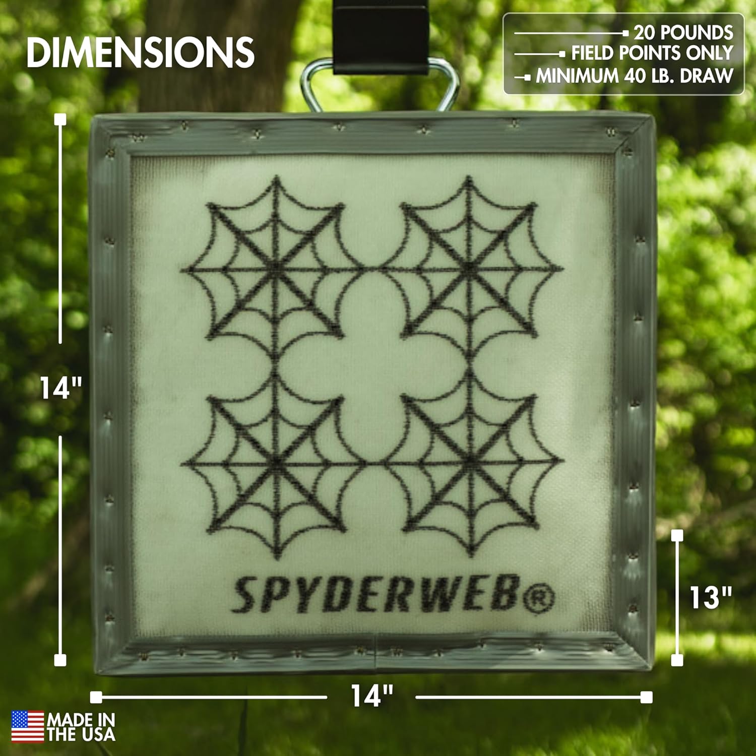 SpyderWeb 14XL Small but Mighty Field Point Only Crossbow Targets 500 FPS and a Crossbow Discharge Target, No Speed Limit, Easy Arrow Pull, Withstands Harsh Weather