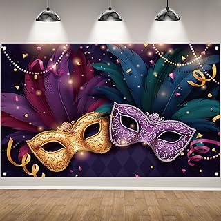 Mardi Gras Backdrop for Photography New Orleans Brazi Carnival Banner Fat Tuesday Masquerade Party Mardi Gras Decorations and Supplies for Home Party
