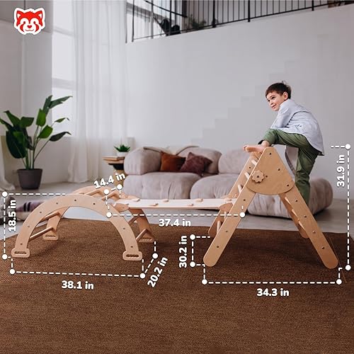 Miniatura 2 de Wood And Hearts Juego de Triángulos de Tres Piezas Juguetes de Madera Triángulo de Escalada Montessori Juguetes de Escalada para Niños Pequeños