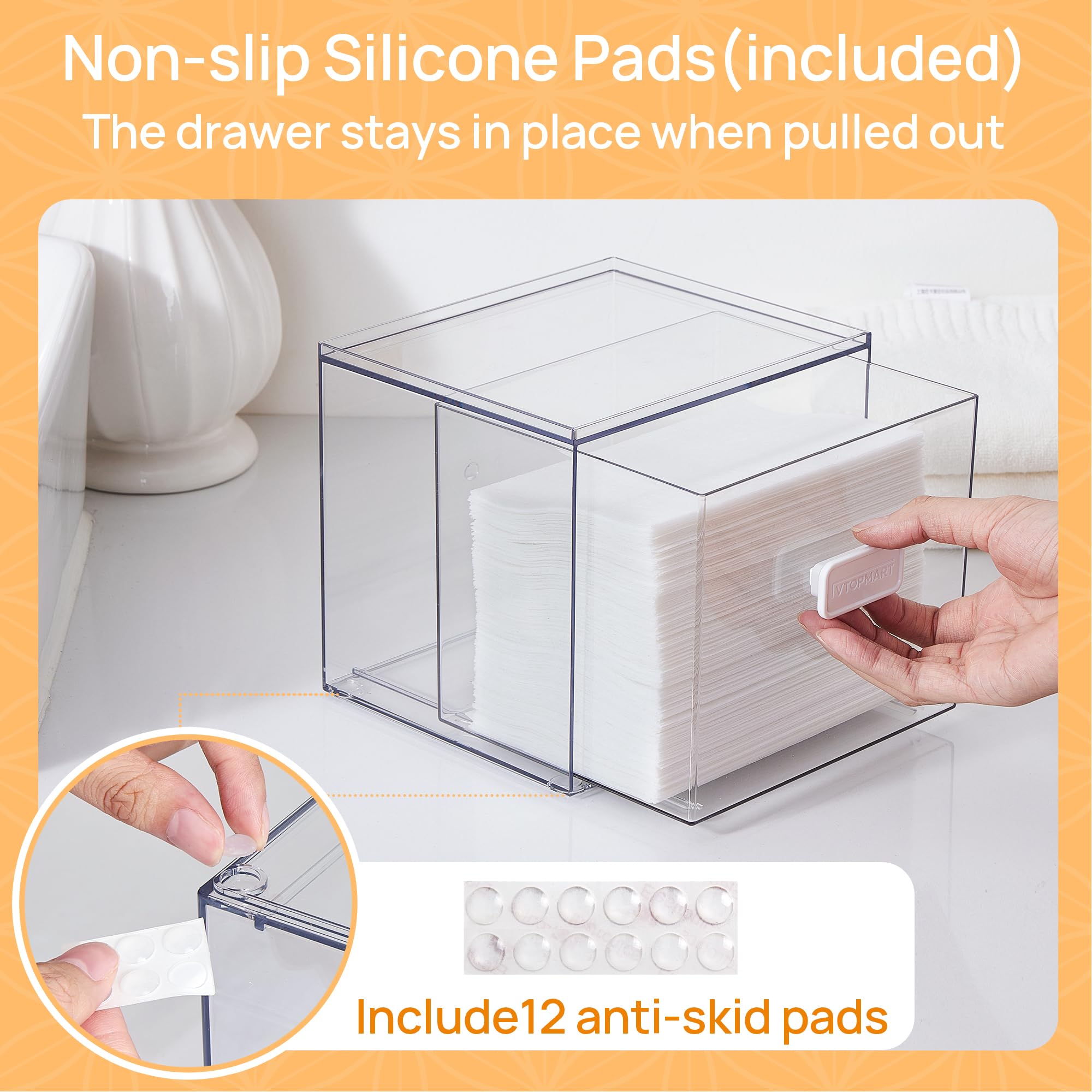 Cajones de almacenamiento desechables para toallas faciales compatibles con Clean Skin Club Towel XL, paquete de 2 cajas de acrílico con capacidad para 50 unidades, accesorio de baño elegante 6