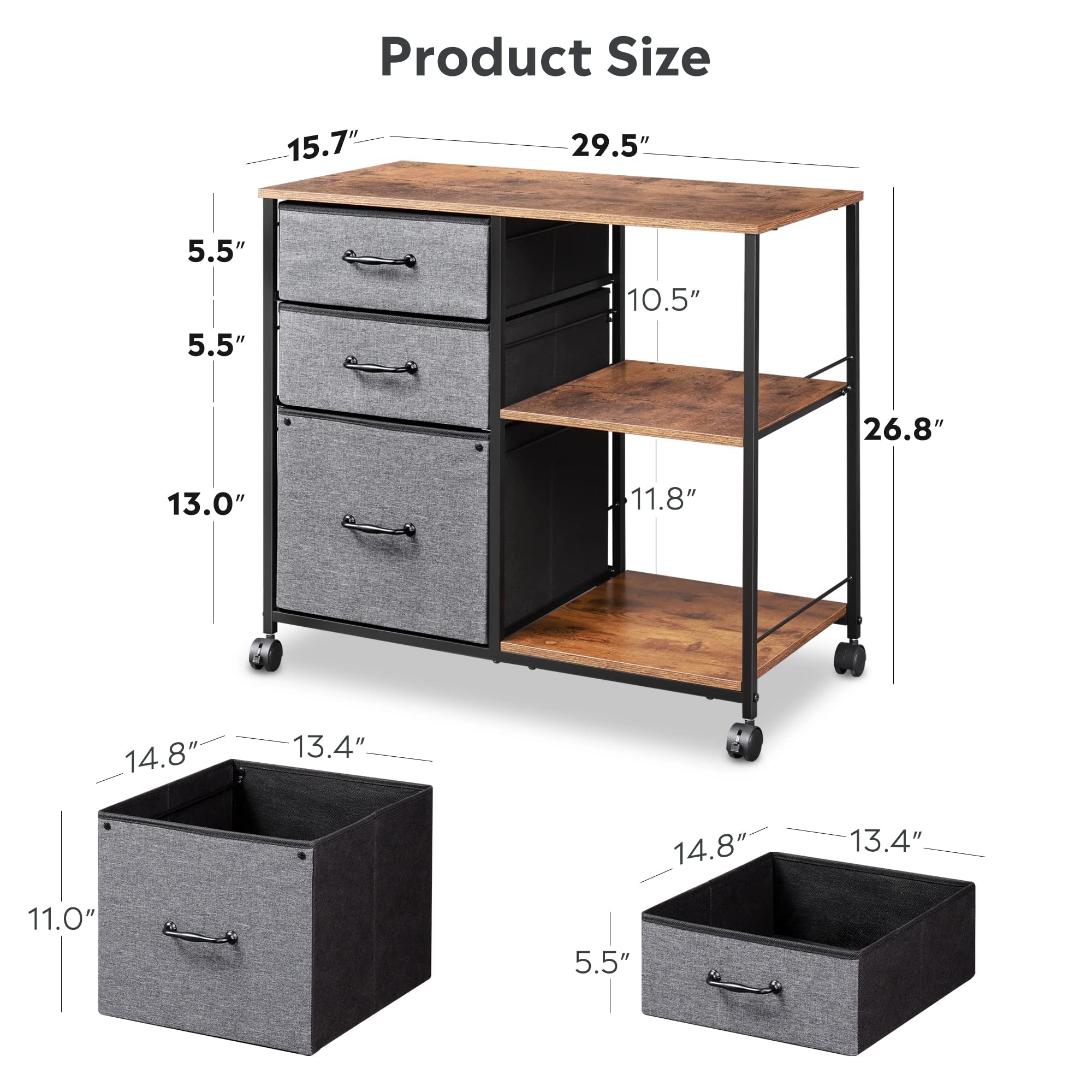 Home Office Organizer 6-Drawer Rolling File Cabinet – Metal Vertical ...