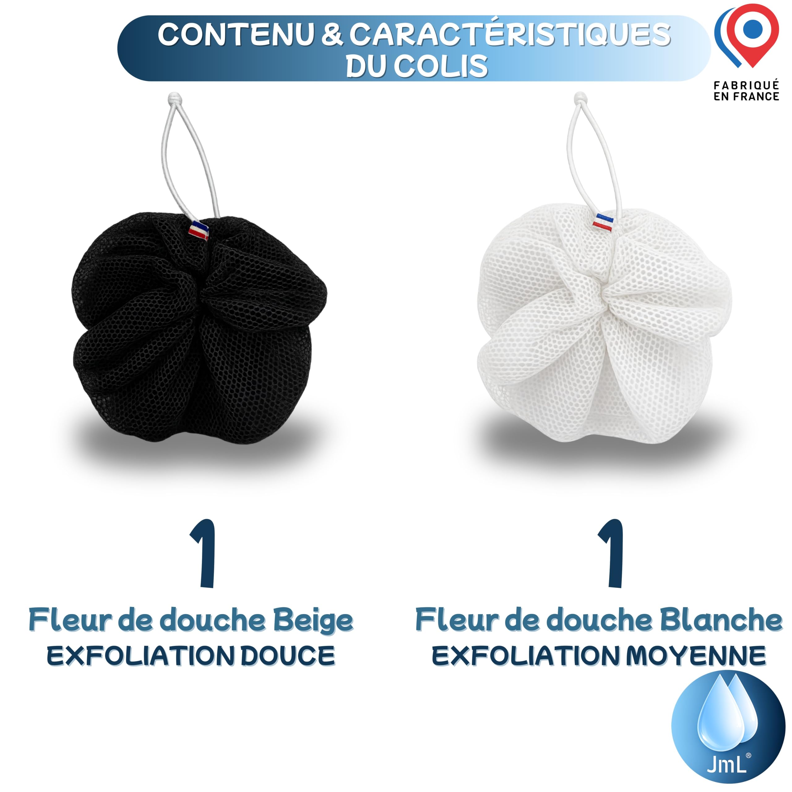 Lot 2 Fleurs de Douche Lavables JaMoonLBV JmL® Made in France