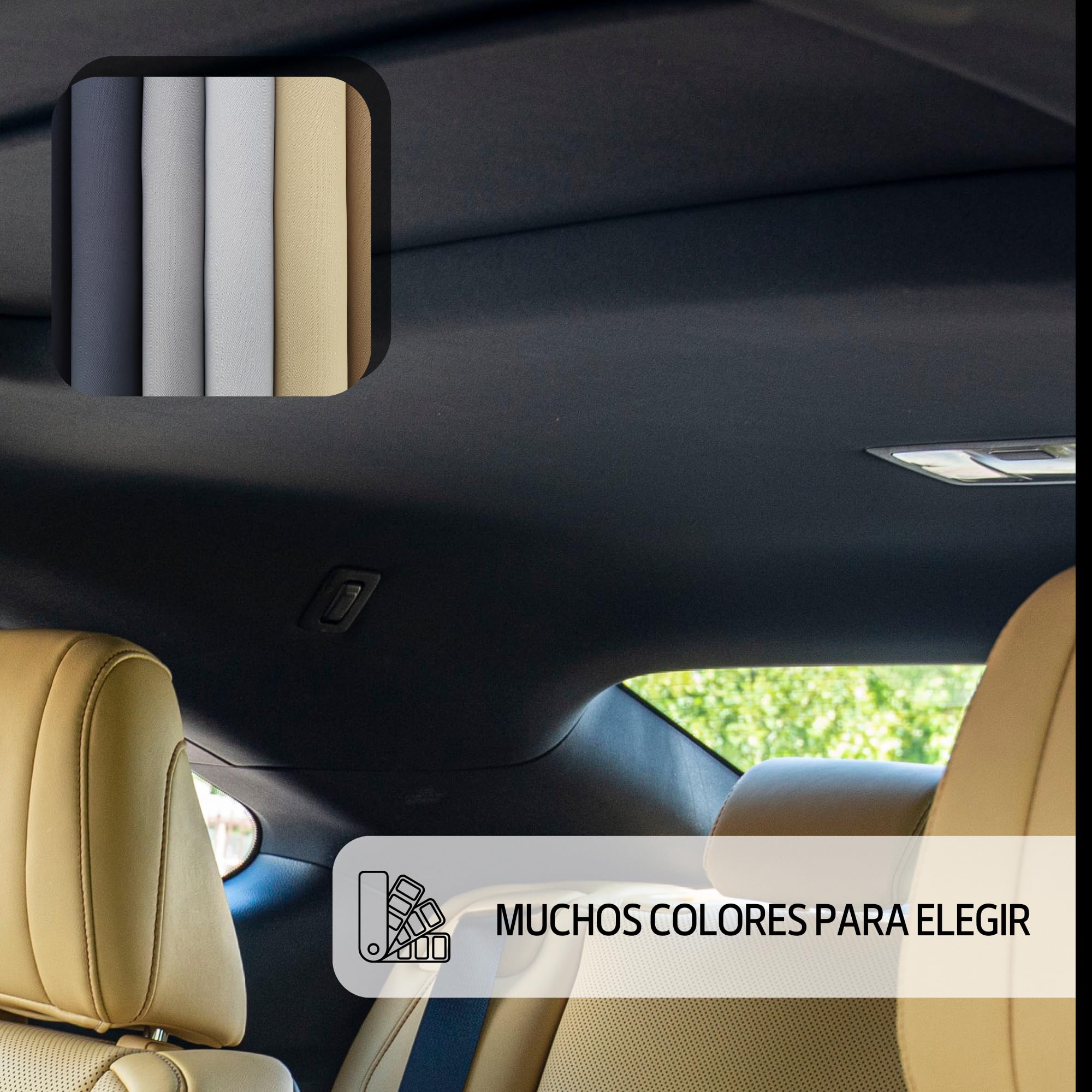 TAPHICEROS Techo Interior de Coche, Grafito, 200 cm x 180 cm, Vendido por metros, tela para Revestimiento de Coches, Renovación de Tapicería Interior Textil para Coches, Caravanas, Barcos, Camping