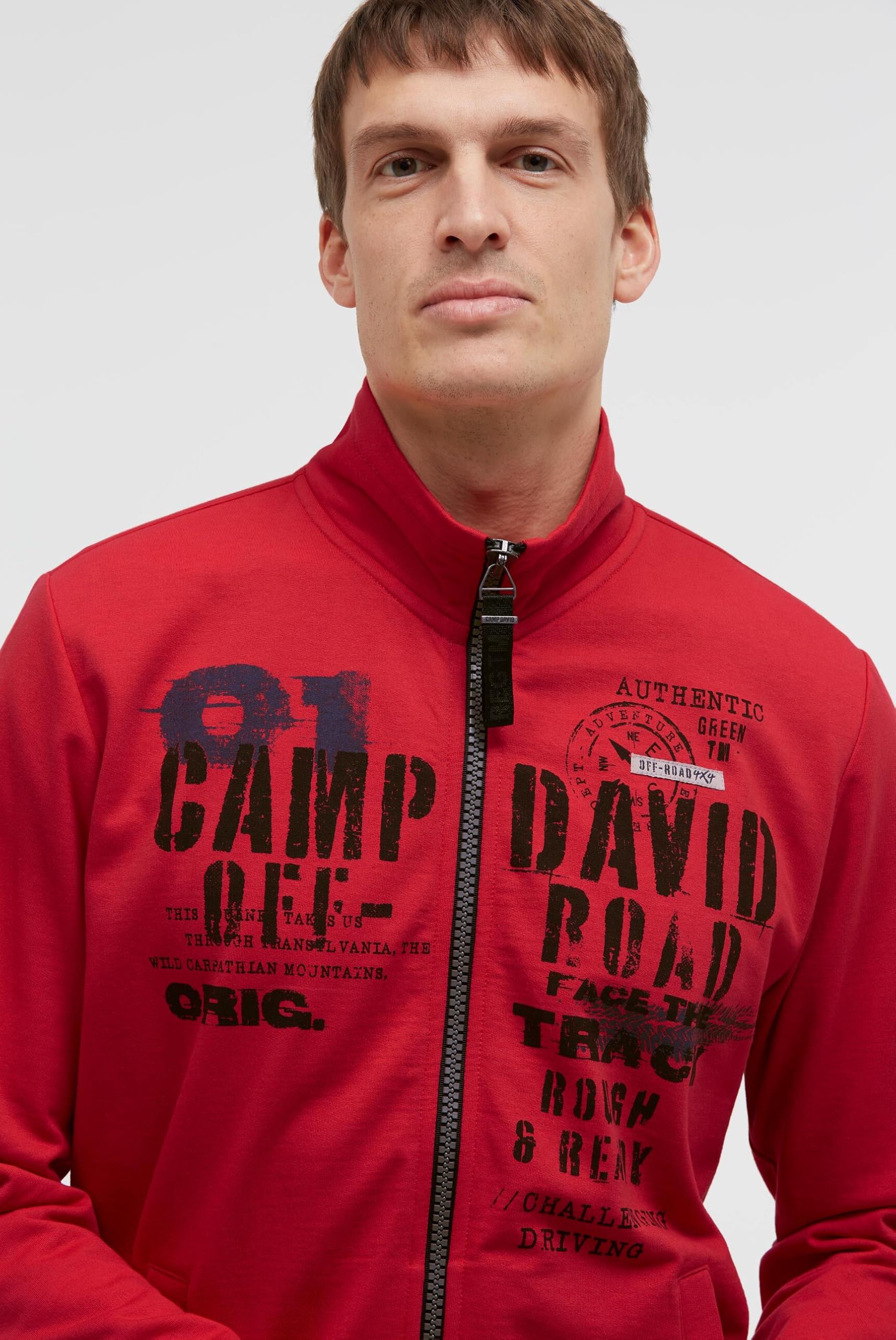 Camp David Herren Sweatjacke mit Label Print