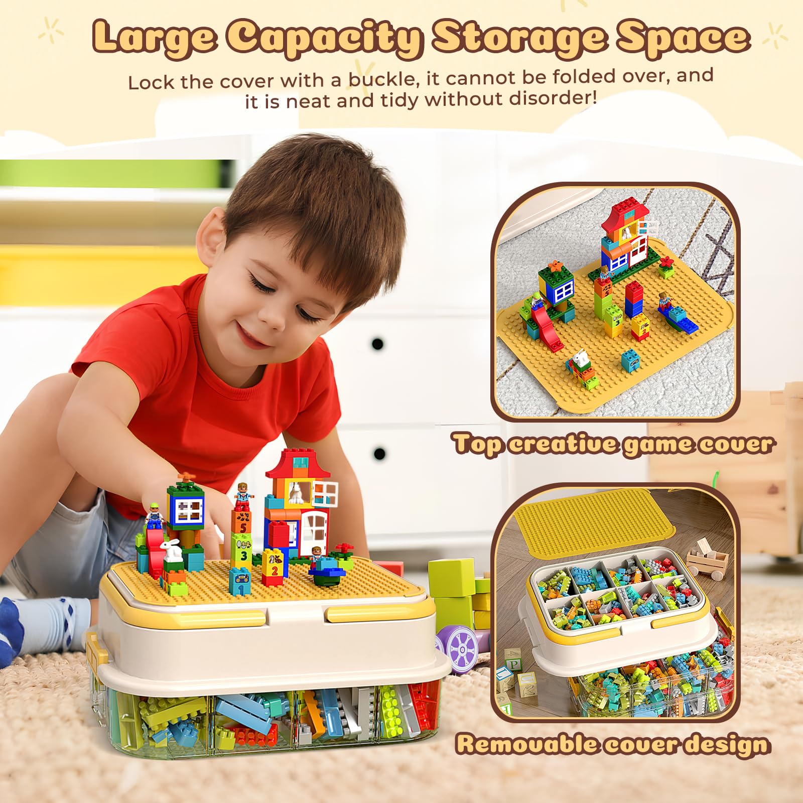 Contenitori per Mattoncini, Impilabili Scatola Portaoggetti per Mattoncini, Trasparenti Organizer con Scomparti per Puzzle, Scatole Plastica con Coperchio per Costruzioni Mattoncini