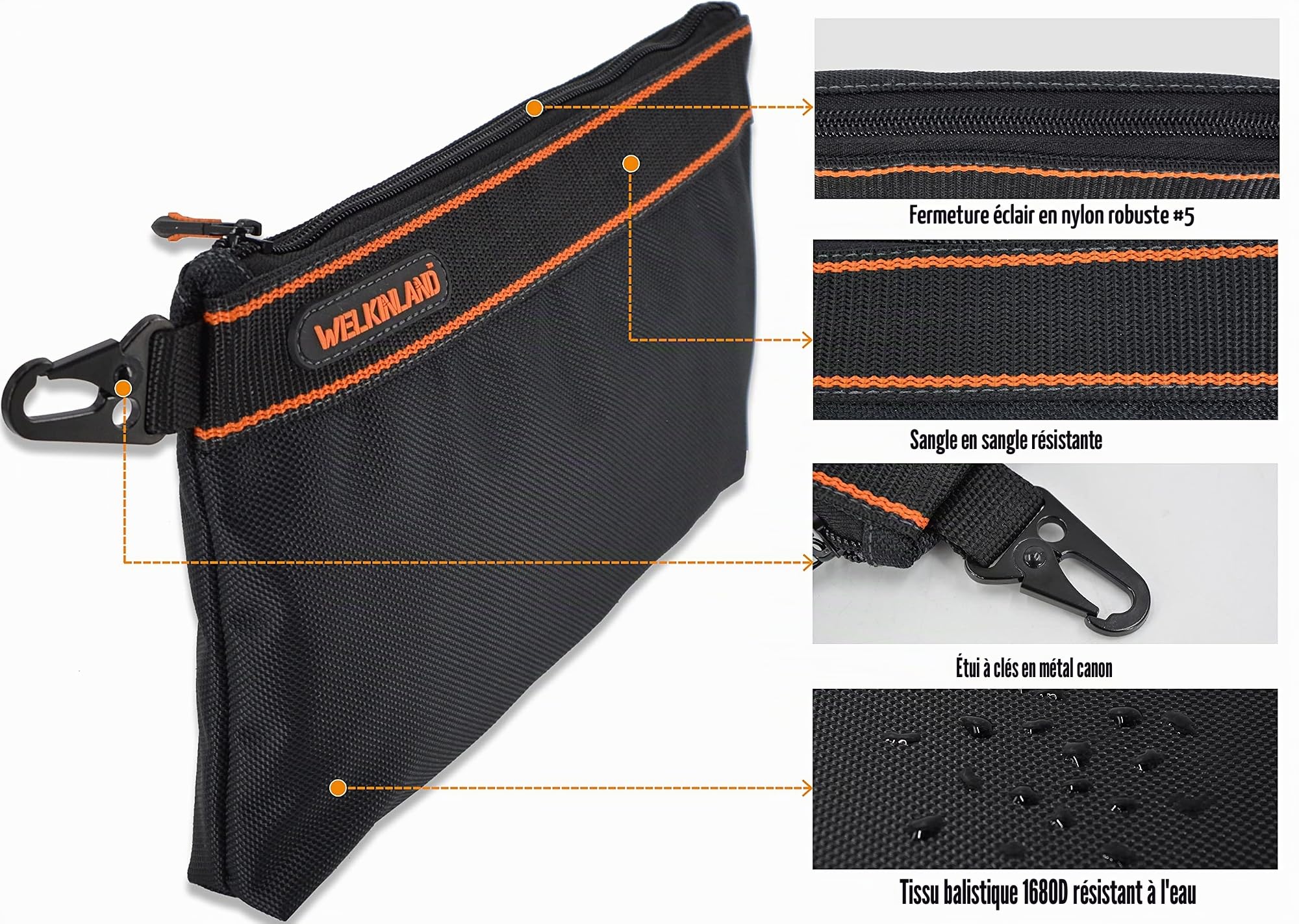 Lot de 4 petites pochettes à outils, pochettes à outils robustes, pochettes à outils d'électricien, pochettes à outils avec clip, pochette à outils d'électricien, petit sac à outils, petit sac à