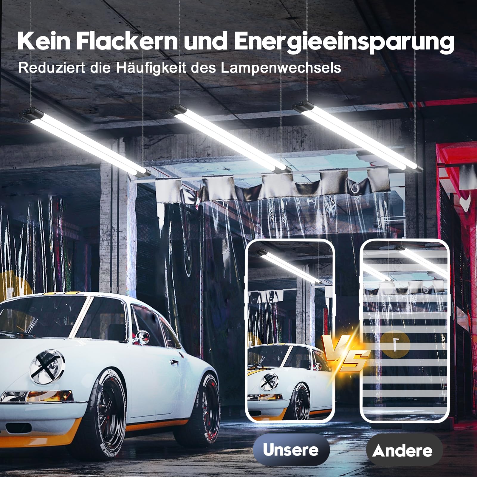 Feuchtraumleuchte LED 115cm mit Stecker,40W Verknüpfbar Feuchtraumlampe,6500K Kaltweiß LED Röhre,4400LM Superhell Kellerlampe,Leuchtstoffröhre für Küche Büro Flur Garage