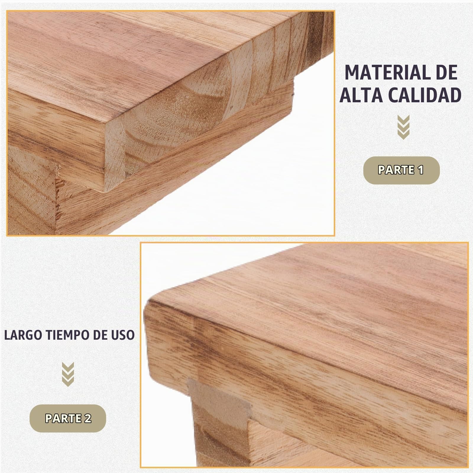HOMSFOU Reposapiés de Madera Maciza Pequeño para Adultos Taburete Antideslizante Debajo del Escritorio Escabel Ergonómico para Oficina y Hogar Soporte para Pies en Sala y Comedor