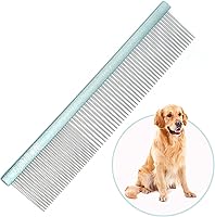 LBMBAIC 10-Inch Large Metal Dog Grooming Comb for Shedding & Detangling Matted Hair - Goldendoodles, Poodles, Long Thick Fur Breeds (Blue)