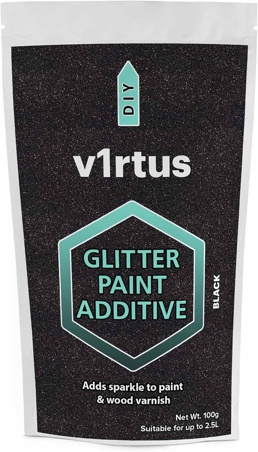v1rtus Black Glitter Paint Crystal Additive 100g for Emulsion Paint
