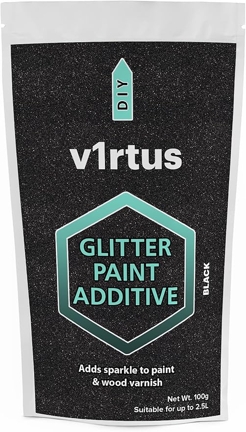 v1rtus Black Glitter Paint Crystal Additive 100g for Emulsion Paint