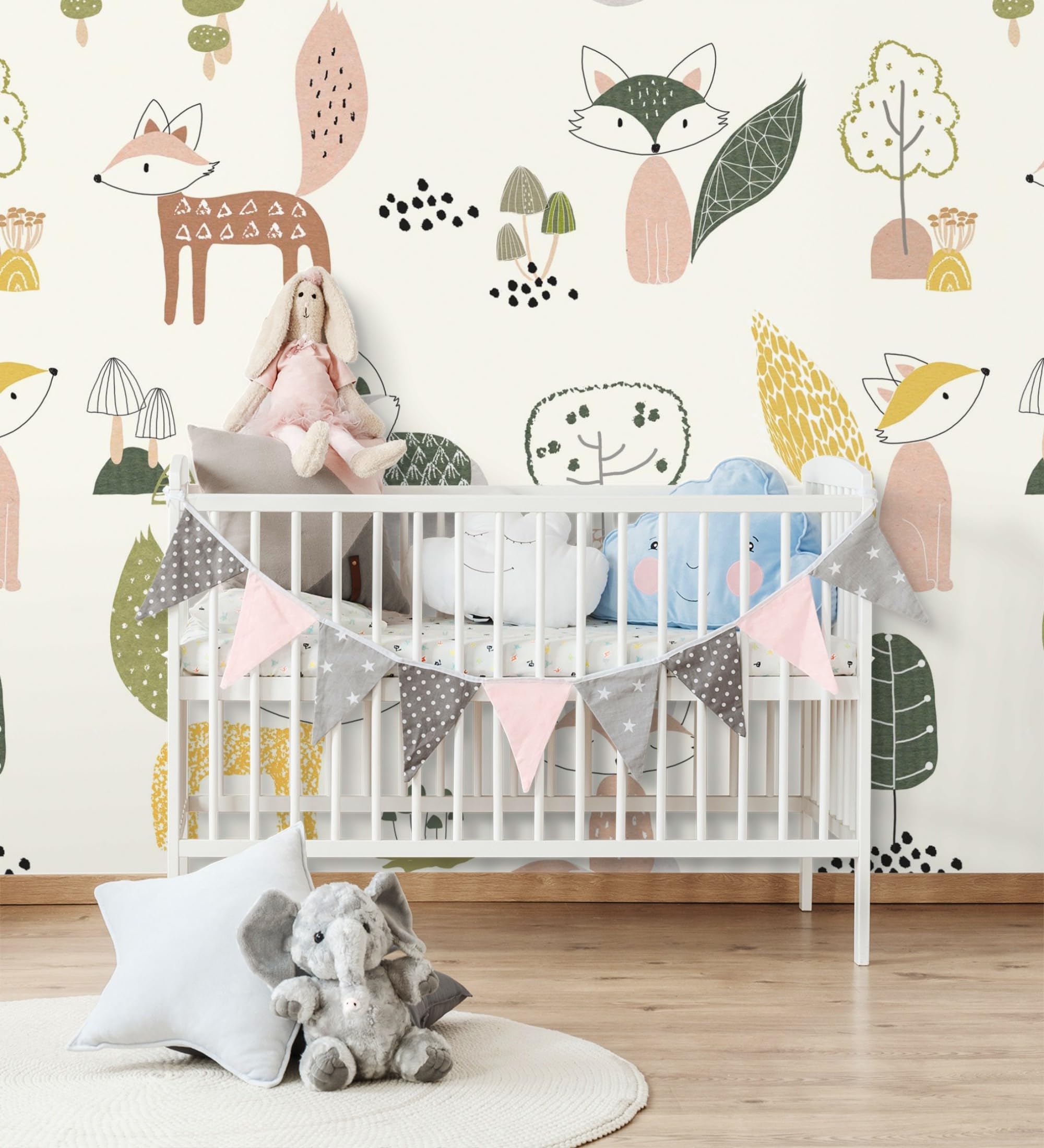 Papier peint mural enfant avec adorables petits renards GAULAN pour éveiller la chambre bébé