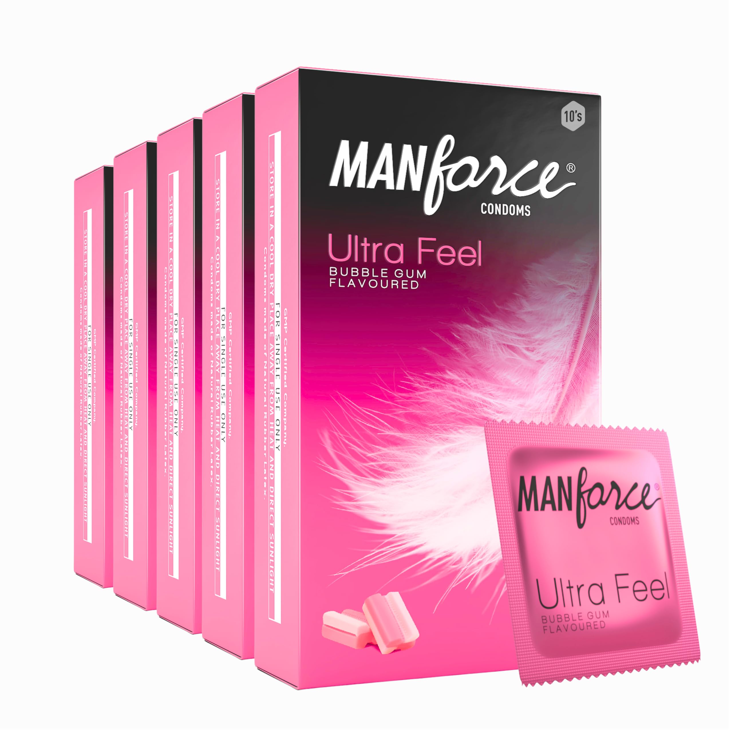 Manforce Ultra Feel Bubblegum Flavoured Condoms for Men | 10 pcs | Ultra Thin Condom | Lubricated Latex Condoms For Her Enhanced Pleasure-10 Pcs x Pack of 5-image-38