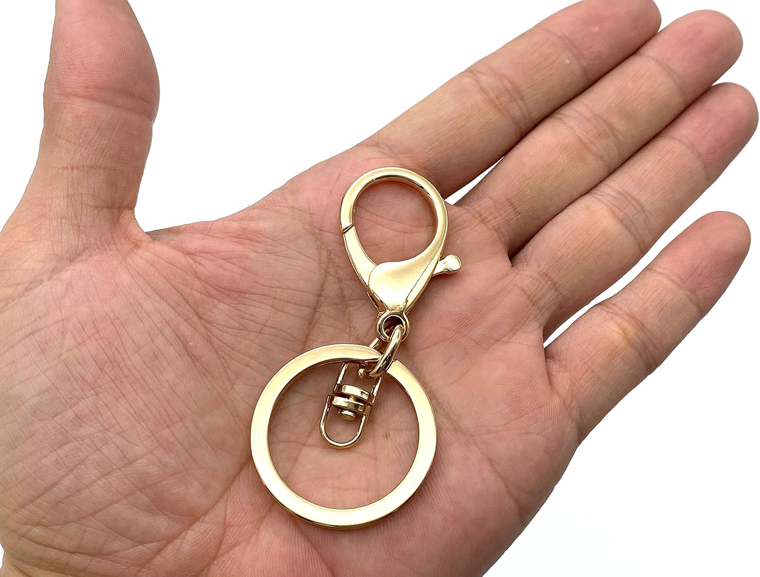 Lobster Trigger Swivel Claw Clasps with Key Ring Charms Attach Key Chain Holder zinc alloying 6 Pieces Light Gold AC75
