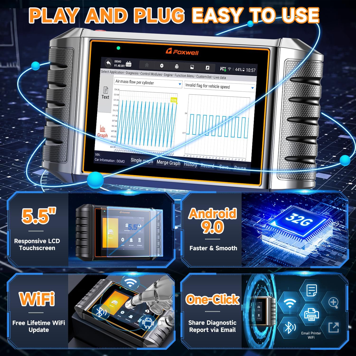 2026 FOXWELL NT726 Bidirectional Scan Tool, All System OBD2 Scanner Diagnostic Tool, Car Code Reader for All Models with 12 Resets, ABS Bleeding, Oil/EPB/SAS/D-PF/TPMS/Injector/Throttle, EN/ES Ver