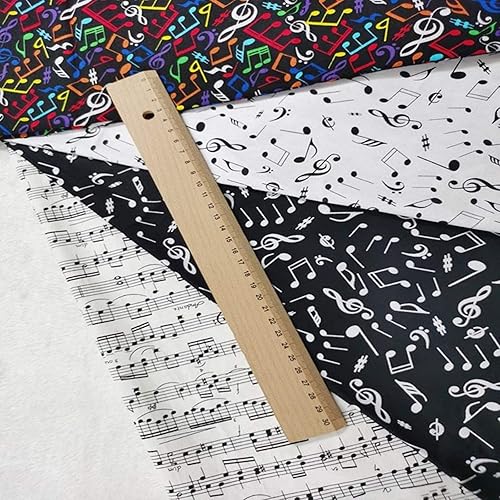 Miniatura 3 de Paño de retazos, colorido negro y blanco nota musical impresa tela de algodón paquete de tamaño pequeño decoración de retazos de costura DIY, 4