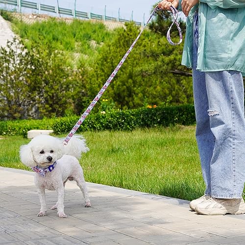 Miniatura 6 de Collar de algodón suave con pajarita para perros, lindo collar de perro con pajarita, collar de tela ajustable con patrón floral, collares de