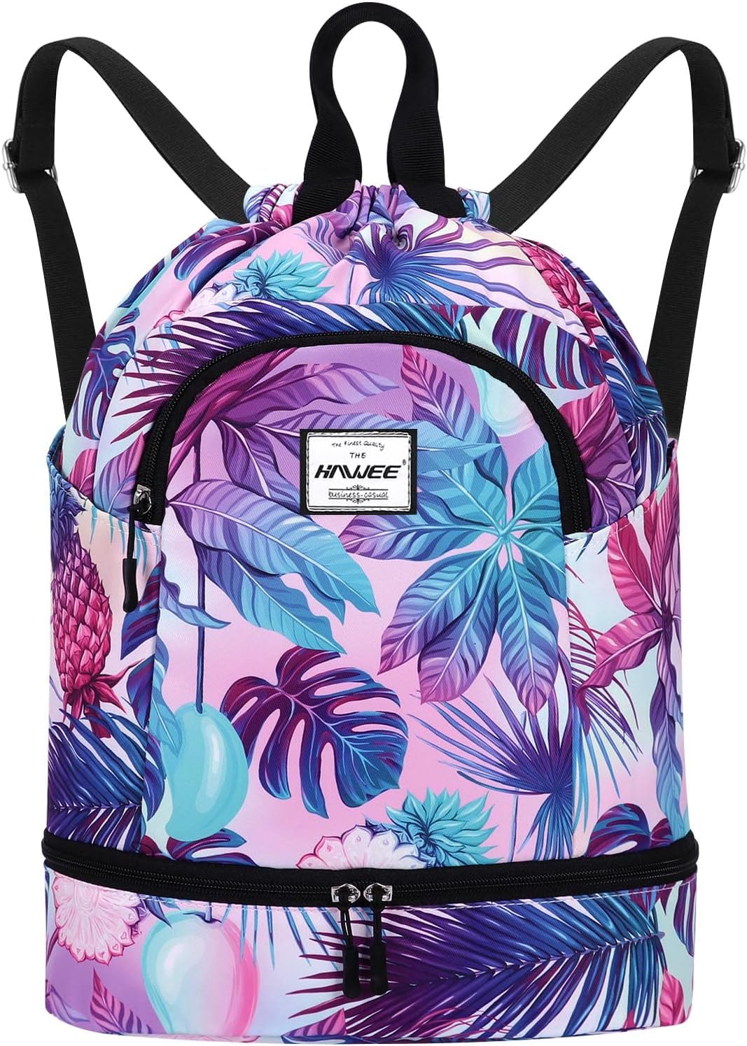 Dry Wet Drawstring Backpack with Shoe Compartment for Women Adjustable Gym Bag